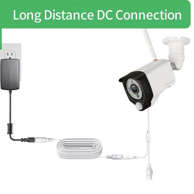 Alt view image 7 of 7 - DC Power Extension Cable 3.3FT, 12V/24V Power Adapter Extension Cord 5.5mm x 2.1mm for Security Camera CCTV IP, DVR,LED Strip,Male to Female Plug DC Power Supply Adapter Extender Wire,White-2Pack