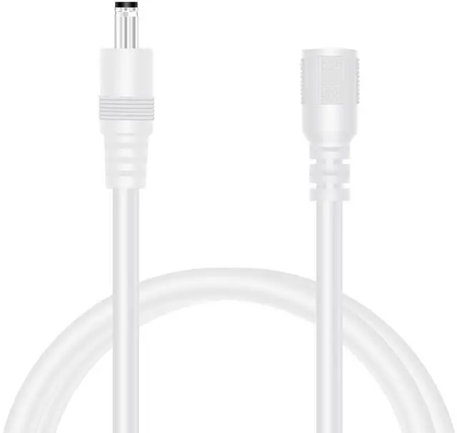 Main image of 18 AWG 3FT DC Power Extension Cable, 5.5mm x 2.1mm Male to Female Barrel Plug Jack Power Supply Adapter 5.5x2.1mm Extension Cord for CCTV Surveillance Security Camera LED Strip, White