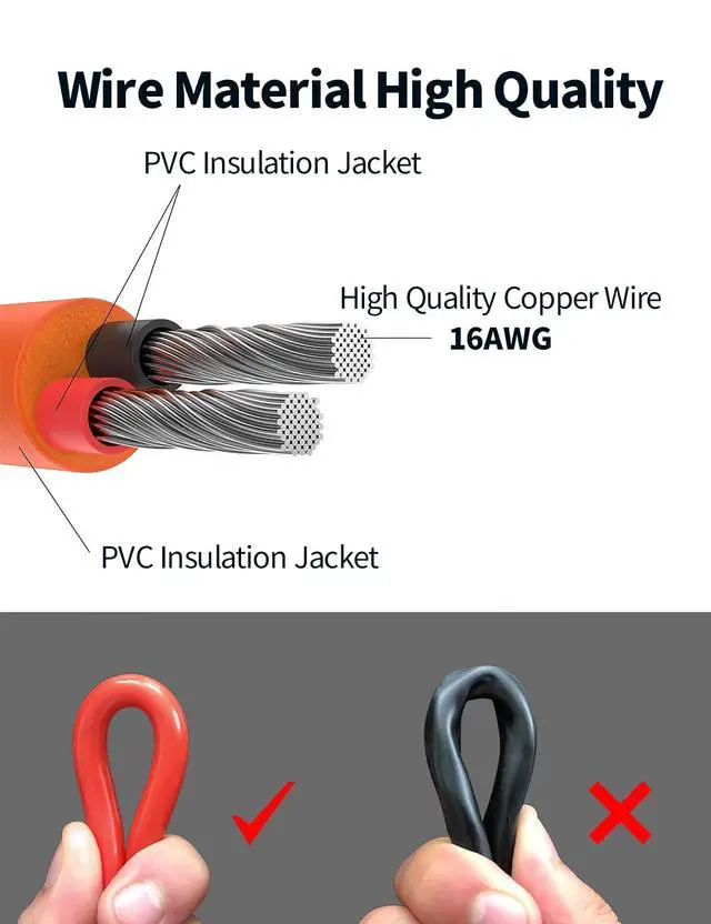 Alt view image 3 of 7 - 3.3FT DC Power Pigtails Cable 5.5mm x 2.1mm 16AWG Female Male Plug to Bare Wire Open End Repair Cord for LED Strip, 12V Battery Pack E-Bike Chargers Game Camera Solar Panel Security Camera