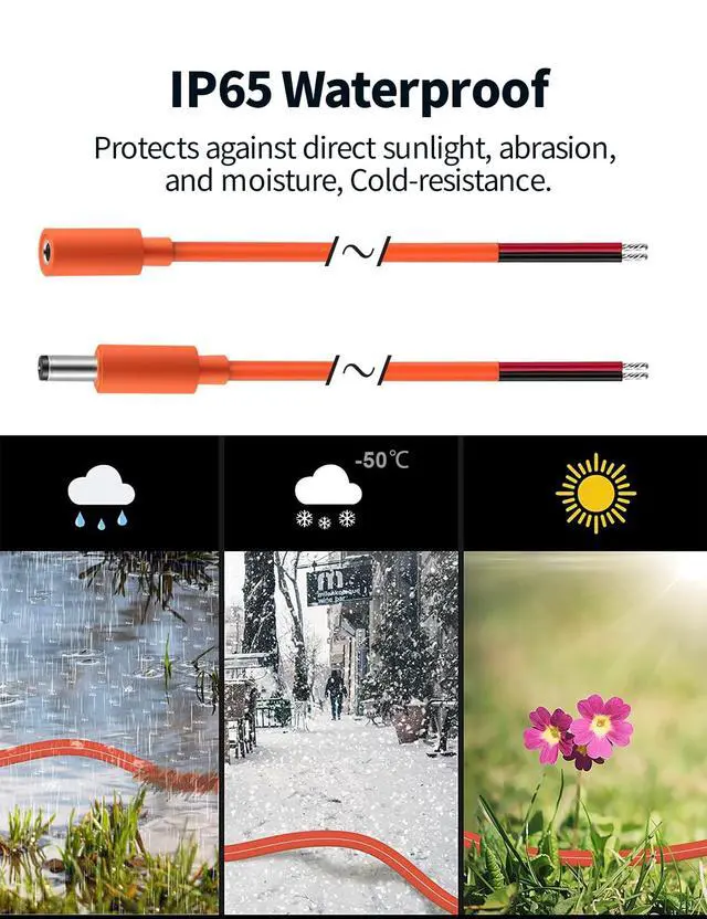 Alt view image 4 of 7 - 3.3FT DC Power Pigtails Cable 5.5mm x 2.1mm 16AWG Female Male Plug to Bare Wire Open End Repair Cord for LED Strip, 12V Battery Pack E-Bike Chargers Game Camera Solar Panel Security Camera
