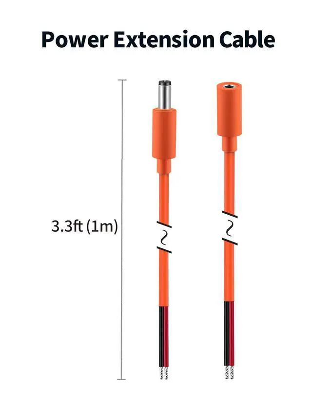 Alt view image 6 of 7 - 3.3FT DC Power Pigtails Cable 5.5mm x 2.1mm 16AWG Female Male Plug to Bare Wire Open End Repair Cord for LED Strip, 12V Battery Pack E-Bike Chargers Game Camera Solar Panel Security Camera