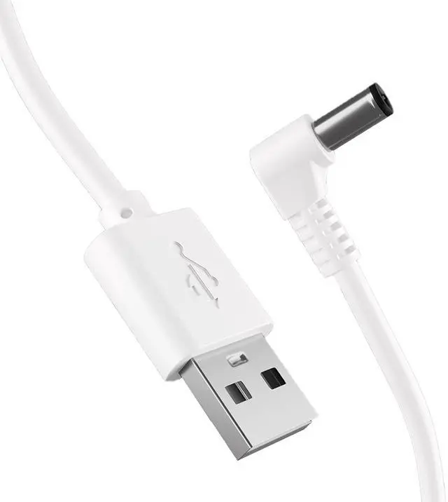 Main image of Lighted Makeup Mirror Charger Cable - USB to DC 5.5mm x 2.5mm / 2.1mm Barrel Connector 5V Power Charging Cord 3.3 ft, 90-Degree Plug