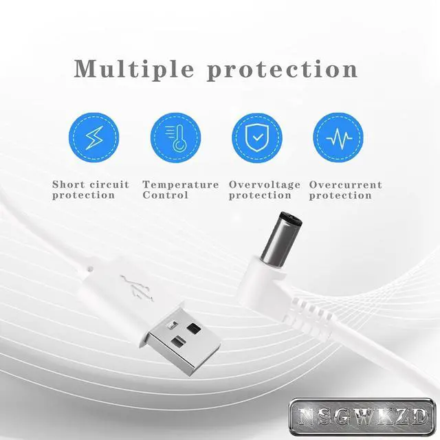 Alt view image 3 of 6 - Lighted Makeup Mirror Charger Cable - USB to DC 5.5mm x 2.5mm / 2.1mm Barrel Connector 5V Power Charging Cord 3.3 ft, 90-Degree Plug