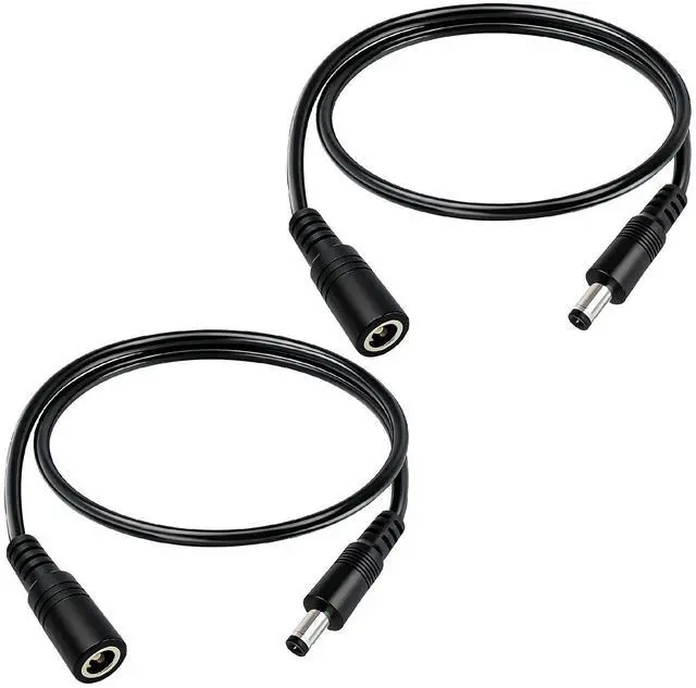 Main image of 1.6FT 12V DC Power Extension Cable 5.5mmx2.5mm 18AWG Male to Female Extension Cable Barrel Connector for CCTV Surveillance Camera LED Light Bar Router Projector Printer 2PCS