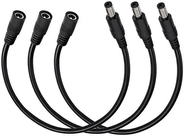 Main image of 5.5mm x 2.5mm 12V DC Power Cable 3-Pack,DC5525 Male to Female Extension Cable 18AWG for CCTV Surveillance Camera,LED Strip,Solar Panels and Power Adapters1FT