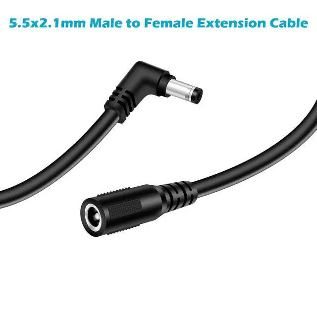 Alt view image 5 of 6 - 18AWG DC Power Extension Cable, 5.5mm x 2.1mm Right Angle Male to Female Barrel Plug Jack Power Supply Adapter 5.5x2.1mm Extension Cord for CCTV Surveillance Security Camera LED Strip, 3FT