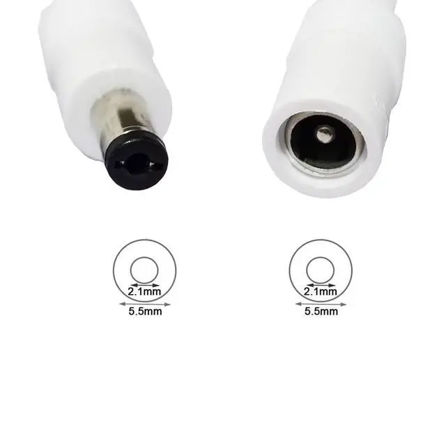 Alt view image 2 of 4 - 2pcs 1m 3.3ft DC Extension Cable 12V Extension Cord DC 5V-24V Power Cord 5.5mm x 2.1mm DC Jack Plug Adapter Male to Female for Car Monitor, CCTV Camera, LED Strip, etc., White