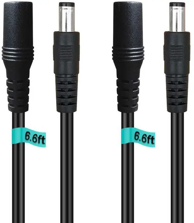 Main image of 2-Pack 6ft DC Extension Cord 5.5mm x 2.1mm Male to Female Power Cable for CCTV Security Surveillance Indoor IP Camera Dvr Standalone LED Strip,Car,12v DC Power Supply Plug Adapter
