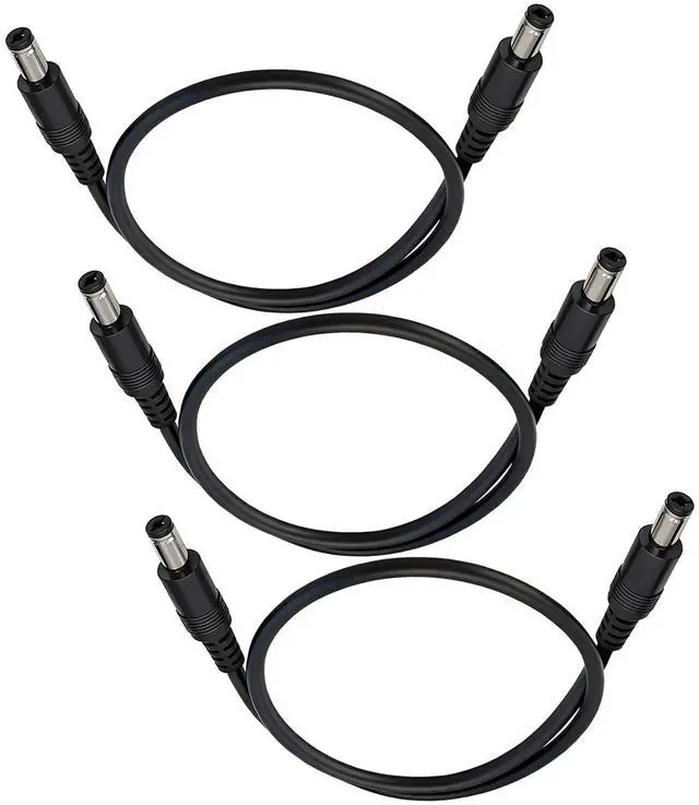 Main image of 5.5mm x 2.5mm 12V DC Power Cable 3-Pack,DC5525 Male to Male Extension Cable 18AWG for CCTV Surveillance Camera,LED Strip Light Dimmer,Solar Panels,Router,1.6FT