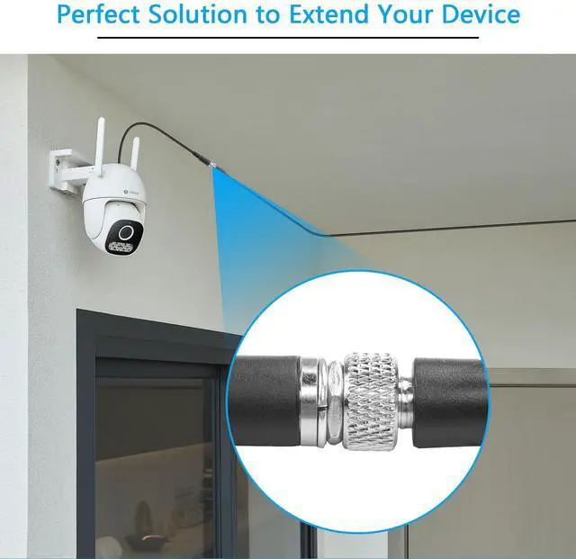 Alt view image 4 of 7 - 4.92FT DC 12V Power Extension Cable, 5.5mm x 2.1mm Male to Female Universal DC Power Extension Cord with Lock Nut for CCTV Security Camera, LED Strip, CCTV IP Surveillance 18AWG