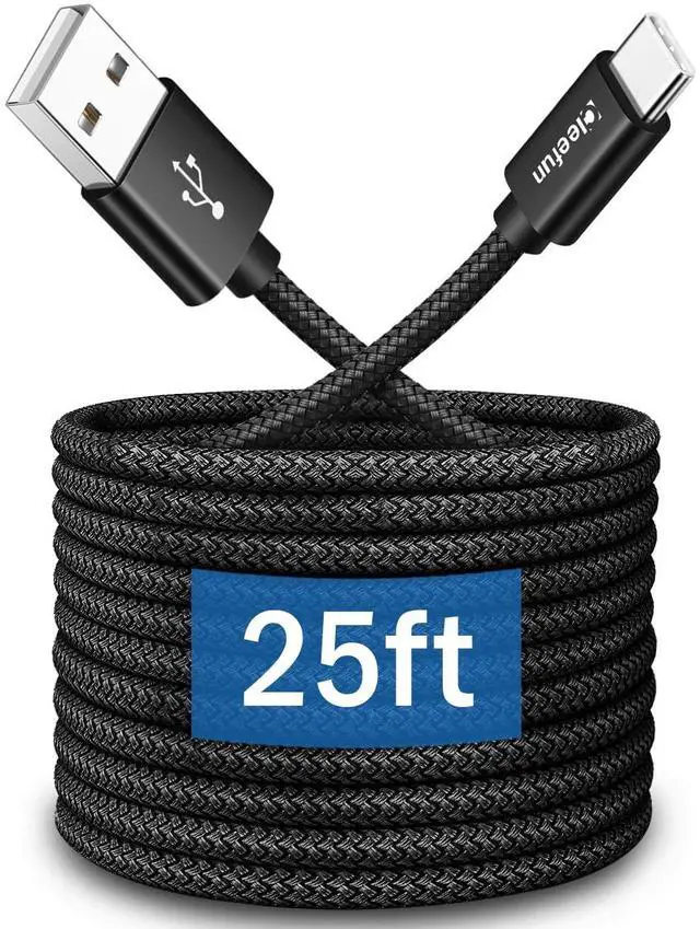 Main image of Long USB C Cable 25ft, USB to USB-C Charging Cable - 25 Feet Type C Charger Cord for iPhone 17 16 15 Series, Samsung Galaxy Series and Other USB-C Devices - Nylon Braided