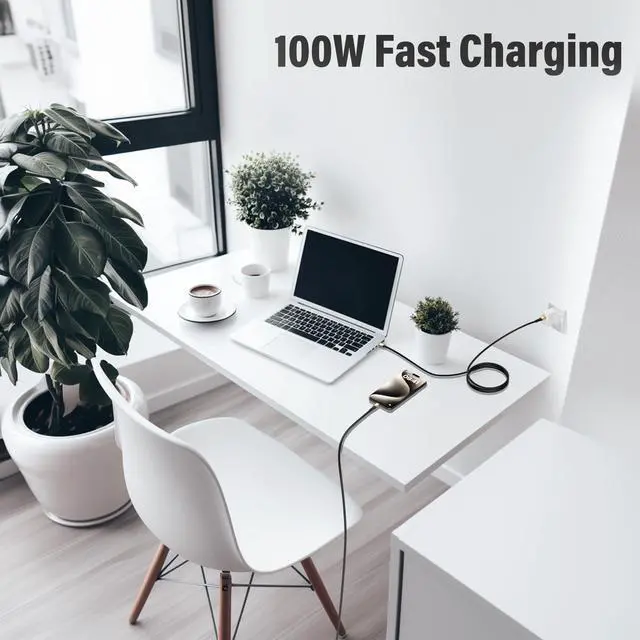 Alt view image 2 of 7 - 100W USB C to USB C Cable 25FT, Type-C Extra-Long 5A Fast Charging Cable, Compatible with iPhone 17 16 15 Pro Max Plus Air, Samsung Galaxy S25 S24 S23, MacBook Pro, iPad Air/Pro, Carplay