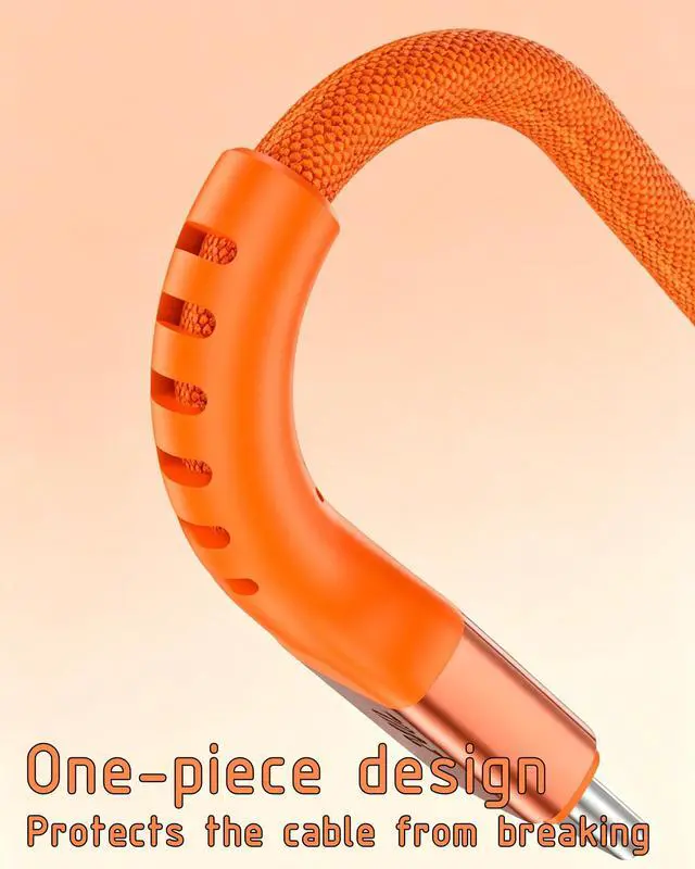 Alt view image 7 of 7 - 240W USB-C to USB-C Cable 6.6FT Orange, Super Fast Charging Type-C to Type-C Charger Cable Braided Compatible with MacBook, iPhone 17/16/15, iPad, Samsung Galaxy, Carplay/Auto, PS5, Switch, Laptop