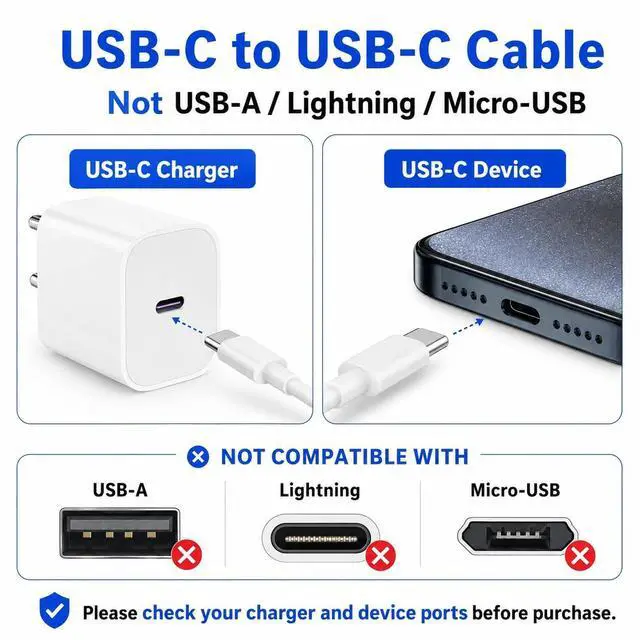 Alt view image 6 of 7 - 3-Pack 6FT USB-C to USB-C Charging Cable, 60W PD Fast Charging Type C Cord for iPhone 17/16/15 Pro Max Plus, iPad Pro/Air, MacBook Air/Pro, Samsung Galaxy S26/S25/S24, White