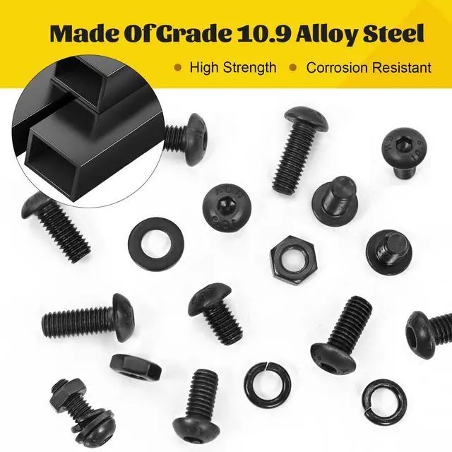 Alt view image 5 of 7 - 2200PCS M2 M3 M4 M5 Metric Screws Assortment Kit, Hex Socket Button Head Assorted kit, Machine Screw Set with Nuts & Washers,10.9 Alloy Steel Black Zinc Plated for 3D Printing