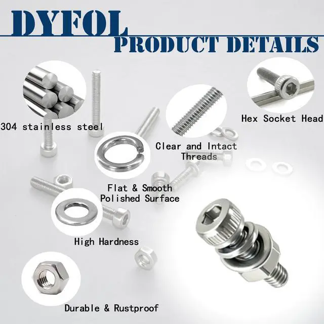 Alt view image 4 of 6 - 960PCS M3 Screws Assortment Kit, M3x6/8/10/12/16/20/25/30 mm Hex Socket Head Bolts, Nuts & Washers Assorted Set - 304 Stainless Steel M3 Screw for 3D Printer,DIY(960, M3)