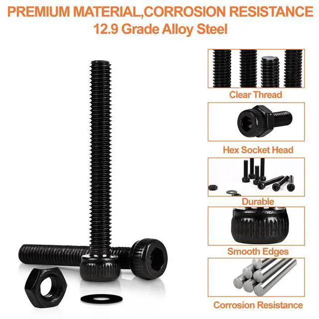 Alt view image 4 of 5 - 420pcs M3 Screw Kit, Premium M3 Bolts for 3D Printing, Hex Socket Head Cap Screw Assortment with Nuts and Washers, M3 x 6mm /8mm /10mm /12mm /16mm /20mm /25mm (Black)