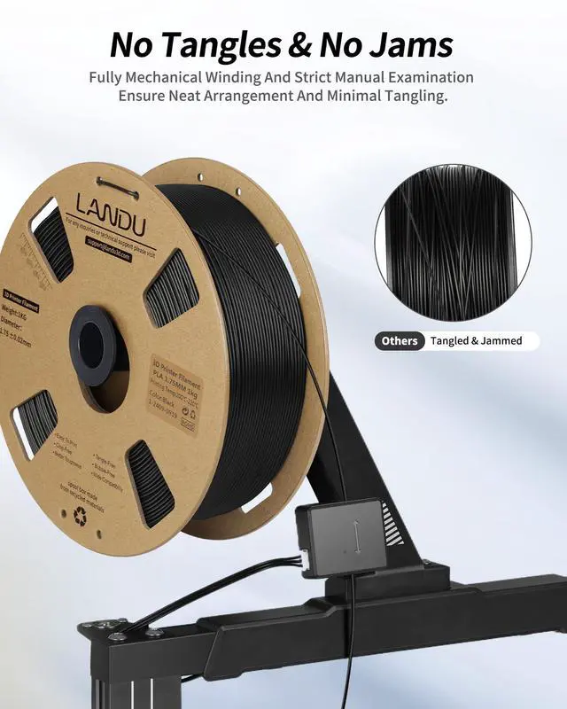 Alt view image 3 of 7 - PLA Filament 1.75mm Black 1KG, 3D Printer Filament 1kg Cardboard Spool(2.2lbs), Dimensional Accuracy +/- 0.02mm, Neatly Wound 3D Printing Filament Fits for Most FFF 3D Printers, Black PLA