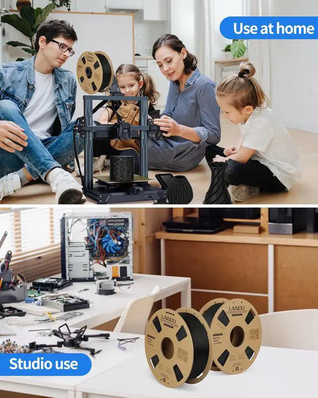 Alt view image 7 of 7 - PLA Filament 1.75mm Black 1KG, 3D Printer Filament 1kg Cardboard Spool(2.2lbs), Dimensional Accuracy +/- 0.02mm, Neatly Wound 3D Printing Filament Fits for Most FFF 3D Printers, Black PLA