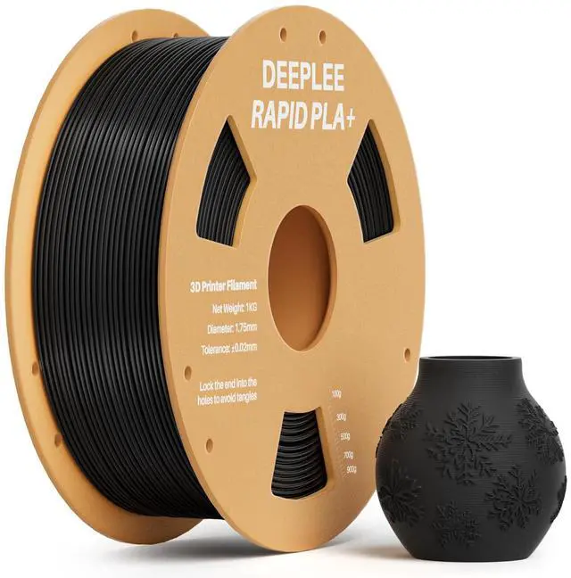 Main image of Rapid PLA Plus Filament 1.75mm, High Speed 3D Printer Filament Up to 600mm/s, PLA+ Filament Dimensional Accuracy +/- 0.02 mm Fits Most FDM 3D Printer, Cardboard Spool Black 1kg