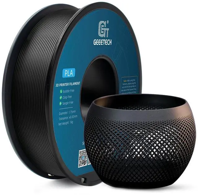 Main image of PLA Filament 1.75mm Black, 1kg (2.2lbs) Spool, Neatly Wound 3D Printer Filament, Tangle-Free, Dimensional Accuracy +/- 0.02mm, Fits Most FDM 3D Printers