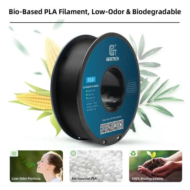 Alt view image 4 of 7 - PLA Filament 1.75mm Black, 1kg (2.2lbs) Spool, Neatly Wound 3D Printer Filament, Tangle-Free, Dimensional Accuracy +/- 0.02mm, Fits Most FDM 3D Printers