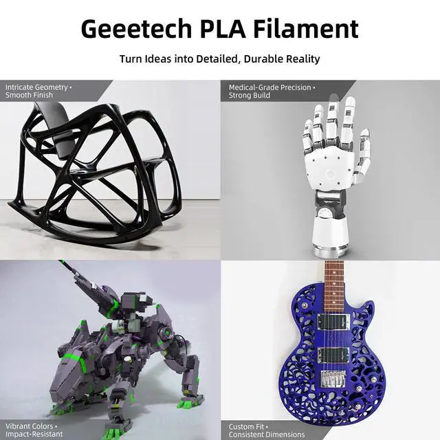 Alt view image 6 of 7 - PLA Filament 1.75mm Black, 1kg (2.2lbs) Spool, Neatly Wound 3D Printer Filament, Tangle-Free, Dimensional Accuracy +/- 0.02mm, Fits Most FDM 3D Printers