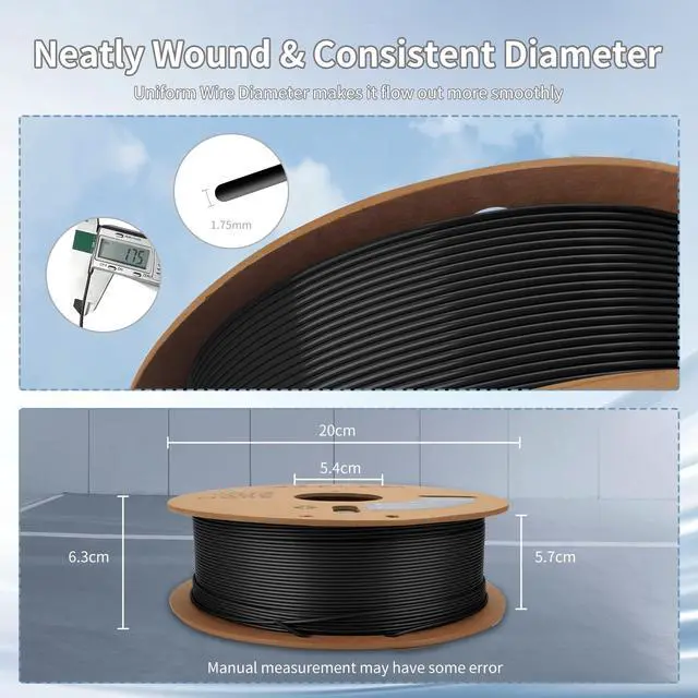 Alt view image 4 of 7 - 3D Printing Filament High-Speed PLA Filament 1.75mm 300mm/s 1kg Cardboard Spool Dimensional Accuracy +/- 0.03 mm Fit Most 3D FDM Printer -Black