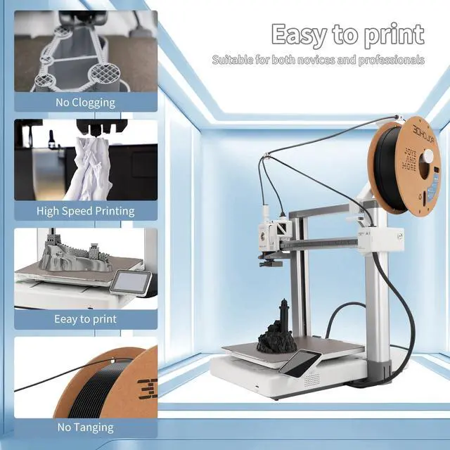 Alt view image 3 of 7 - 3D Printing Filament High-Speed PLA Filament 1.75mm 300mm/s 1kg Cardboard Spool Dimensional Accuracy +/- 0.03 mm Fit Most 3D FDM Printer -Black