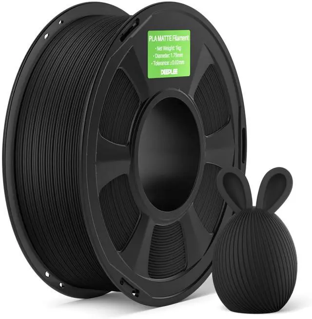 Main image of Matte PLA Filament 1.75mm, 1kg Black, 3D Printer Filament Dimensional Accuracy +/- 0.02mm, Smooth Texture, Fits for Most FDM 3D Printers