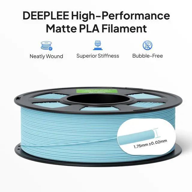Alt view image 3 of 7 - Matte PLA Filament 1.75mm, 1kg Black, 3D Printer Filament Dimensional Accuracy +/- 0.02mm, Smooth Texture, Fits for Most FDM 3D Printers