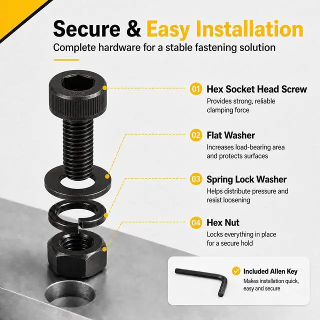Alt view image 3 of 7 - 950PCS M3 Screws Assortment Kit, M3x6/8/10/12/16/20/25/30mm Hex Socket Head Cap Bolts Nuts Washers Set, 12.9 Alloy Steel Black Oxide M3 Metric Screw for 3D Printer, Electronic