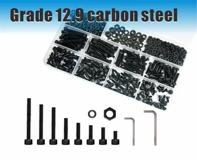 Alt view image 3 of 7 - 527 Pcs M4 M3 Metric Screws Assortment Kit, Machine Screw Assortment, Nuts and Bolts Assortment 12.9 Grade High Strength Carbon Steel Black 16 Sizes 6mm 8mm 10mm 12mm 16mm 20mm 25mm 30mm