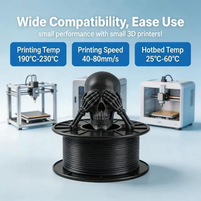Alt view image 6 of 7 - PLA Filament 1.75mm Black 200g, Tangle-Free 3D Printer Filament, ±0.02mm Accuracy, Vacuum Sealed with Desiccant, Fit Most FDM 3D Printers