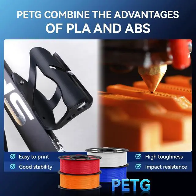 Alt view image 2 of 7 - PETG Filament 1.75mm Black 1.1 KG, Strong Toughness PETG 3D Printer Filament Dimensional Accuracy +/- 0.02 mm, 2.4lbs Spool Fits for Most FDM 3D Printers