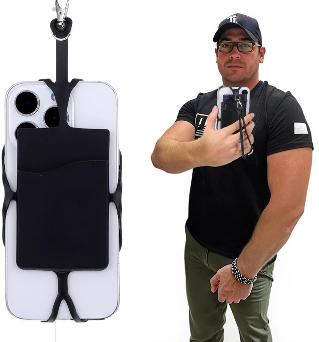 Alt view image 6 of 7 - 2Pcs Cell Phone Lanyard Crossbody Adjustable Neck Phone Holder with Card Pocket, Universal Silicone Neck Strap Compatible with Most Smartphones, Anti Theft Phones Strap for Men & Women