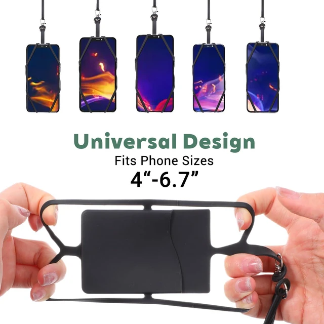 Alt view image 5 of 7 - 2Pcs Cell Phone Lanyard Crossbody Adjustable Neck Phone Holder with Card Pocket, Universal Silicone Neck Strap Compatible with Most Smartphones, Anti Theft Phones Strap for Men & Women
