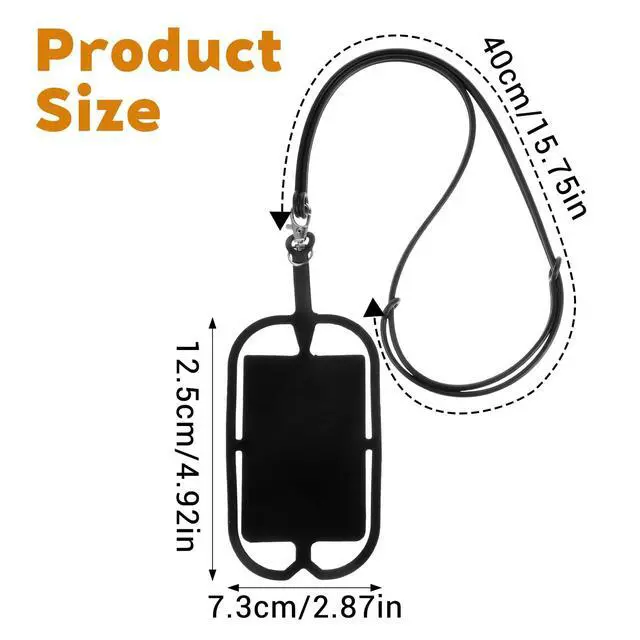 Alt view image 2 of 7 - 2 Pack Cell Phone Lanyard, Adjustable Neck Phone Lanyard with Card Pocket Universal Silicone Phone Holder for Around the Neck Compatible with Most Smartphones