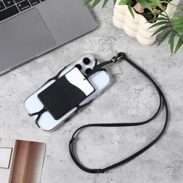 Alt view image 7 of 7 - 2 Pack Cell Phone Lanyard, Adjustable Neck Phone Lanyard with Card Pocket Universal Silicone Phone Holder for Around the Neck Compatible with Most Smartphones