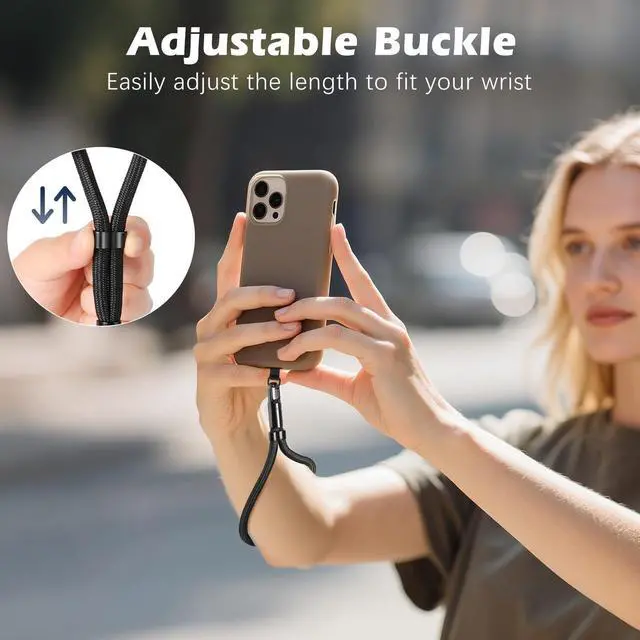 Alt view image 2 of 7 - 2 Pack Phone Wrist Strap Anti-theft, Adjustable Hand Wrist Phone Lanyard with 360° Rotating Hook and Tether Tabs, Cellphone Wristlet Strap for iPhone, Most Smartphones, Black+Black