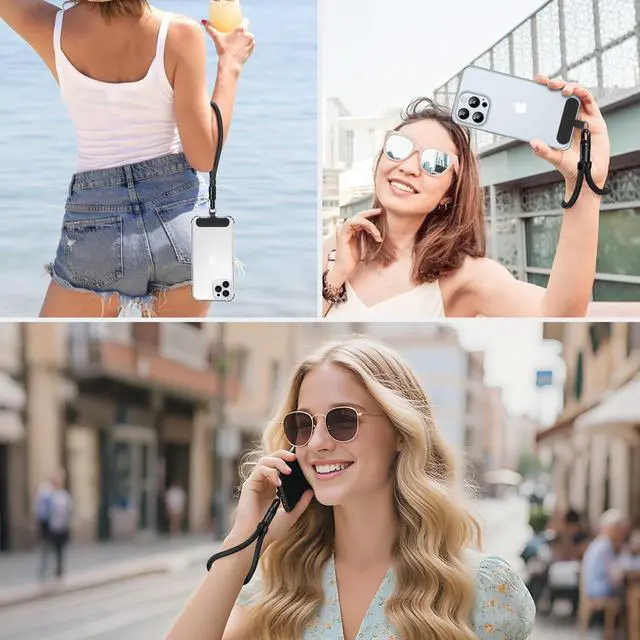 Alt view image 7 of 7 - 2 Pack Phone Wrist Strap Anti-theft, Adjustable Hand Wrist Phone Lanyard with 360° Rotating Hook and Tether Tabs, Cellphone Wristlet Strap for iPhone, Most Smartphones, Black+Black