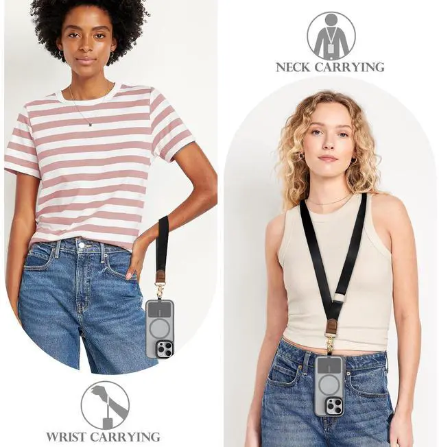 Alt view image 2 of 7 - Phone Lanyard Crossbody Wrist Strap, Adjustable Anti-Theft Strap for Smartphone Case, Black