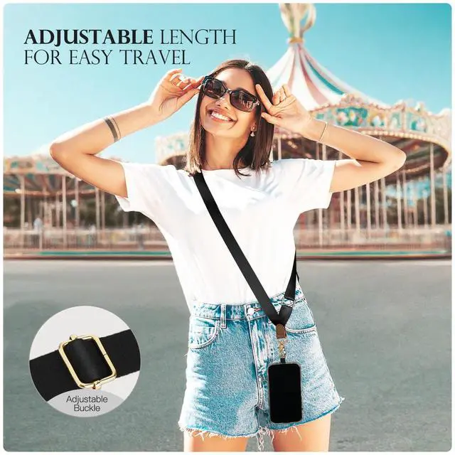 Alt view image 7 of 7 - Phone Lanyard Crossbody Wrist Strap, Adjustable Anti-Theft Strap for Smartphone Case, Black