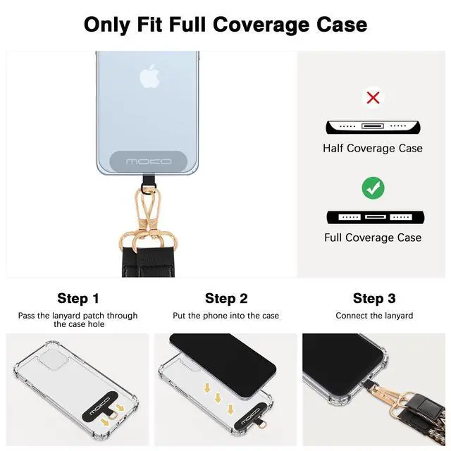 Alt view image 4 of 7 - Universal Phone Lanyard, Braided Adjustable Cell Phone Crossbody Strap Detachable Women & Men Cellphone Lanyards Around The Neck with Patches for iPhone, Most Smartphones, Black & Gray