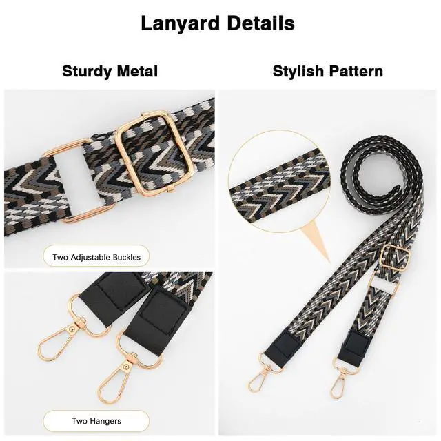 Alt view image 6 of 7 - Universal Phone Lanyard, Braided Adjustable Cell Phone Crossbody Strap Detachable Women & Men Cellphone Lanyards Around The Neck with Patches for iPhone, Most Smartphones, Black & Gray