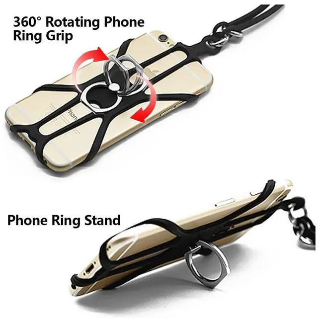 Alt view image 6 of 7 - 2 Pcs Cell Phone Lanyard Crossbody with Adjustable Neck Strap and Phone Ring Grip,Universal Smartphone Lanyard for iPhone Lanyards for Around the Neck Compatible with Most Smartphones
