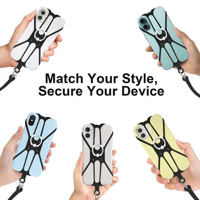 Alt view image 7 of 7 - 2 Pcs Cell Phone Lanyard Crossbody with Adjustable Neck Strap and Phone Ring Grip,Universal Smartphone Lanyard for iPhone Lanyards for Around the Neck Compatible with Most Smartphones