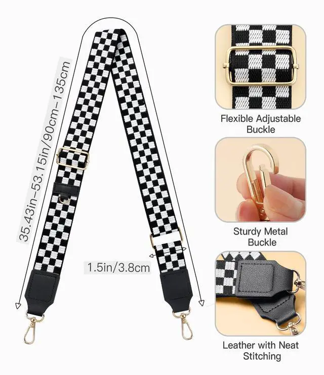 Alt view image 4 of 7 - Clip and Go Phone Strap Crossbody with Leather Wallet, Adjustable Anti-Theft Phone Lanyard with Zippered Pouch, Universal Cell Phone Neck Lanyard for All Phone Cases, Checkered Black & White