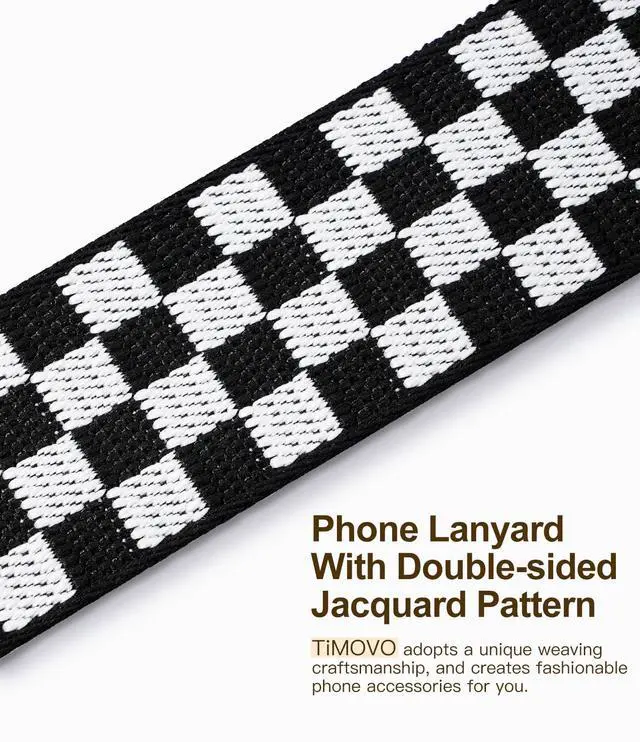 Alt view image 5 of 7 - Clip and Go Phone Strap Crossbody with Leather Wallet, Adjustable Anti-Theft Phone Lanyard with Zippered Pouch, Universal Cell Phone Neck Lanyard for All Phone Cases, Checkered Black & White