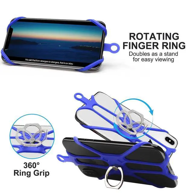 Alt view image 5 of 7 - 2 Packs Cell Phone Lanyard Holder Crossbody Neck Strap with Phone Ring Grip, Universal Smartphone Lanyard for iPhone Lanyards Around the Neck Compatible with Most Smartphones(Blue)